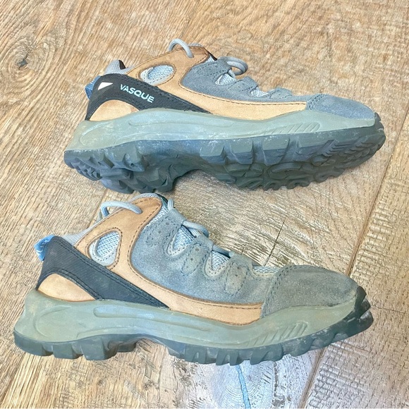 VASQUE MANTRA TAN GREY BLUE LEATHER HIKING SHOES 7233 Big Kid Size 1 EUR 32.5 - Picture 4 of 9